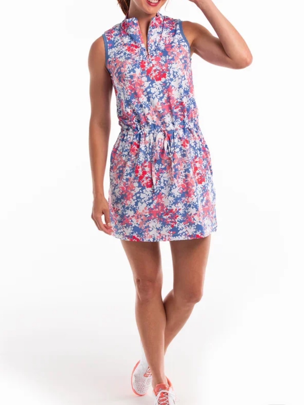EP New York Golf Dress Shadow Floral Print Carolina Multi Drawstring has Shorts